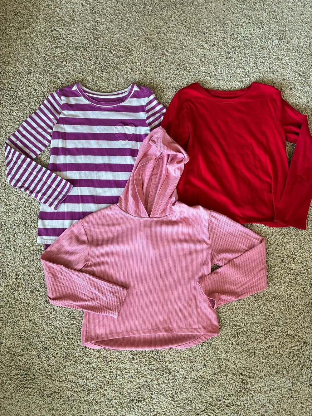 Lot of 3 Girls Long Sleeve Tops and Hoodie size 7/8